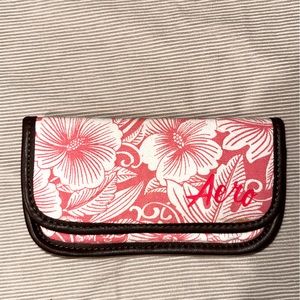 Aeropostale - Floral Printed Wallet w/ Brown Leather Wrist Strap